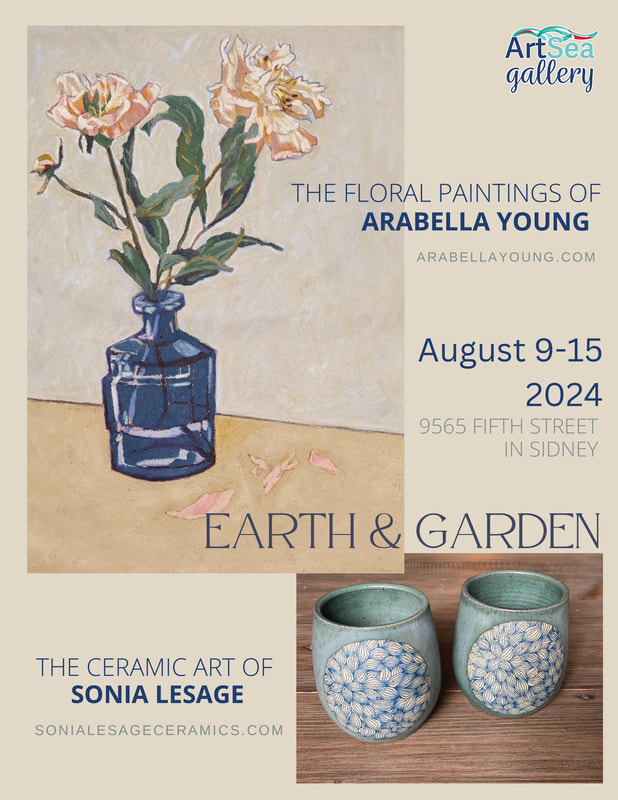  Earth & Garden show artsea gallery sidney Victoria B.Cfloral painting Arabella Young ceramic  Sonia Lesage.